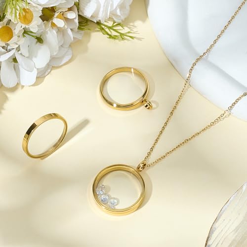 Beebeecraft 1 Box 2Pcs Floating Locket Charms with Glass Round Clear Photo Frame for Memory Picture Pendant Necklace Making - color: Gold