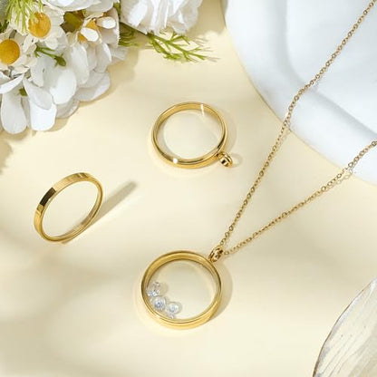 Beebeecraft 1 Box 2Pcs Floating Locket Charms with Glass Round Clear Photo Frame for Memory Picture Pendant Necklace Making - color: Gold