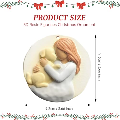 3D Dog Christmas Ornaments 2026 for Christmas Tree Decorations - Puppy Christmas Ornament Dog Mom Gifts for Women, Family, Friends - Girl Loves Dogs Resin Decoration, Meaningful Pet Keepsake Gift - style: Dog & Girl