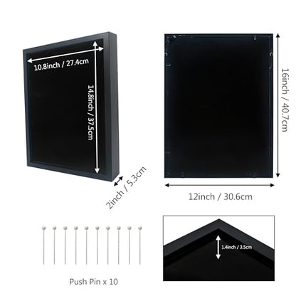 GraduationMall 12"x16" Graduation Cap Shadow Box Frame Wood Display Case with Stick Pins & Hanging Hardware - size: 12x16