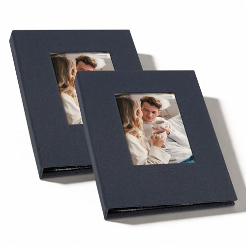 Small 4x6 Photo Album 24 Pockets Linen Cover Gray Blue 2 Pack - color: Gray Blue, size: 24 Pockets 2 Pack