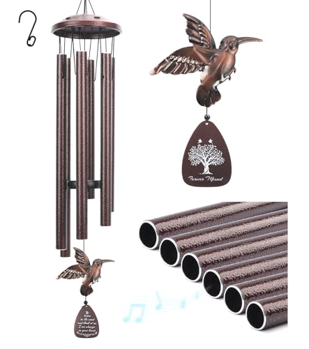 35" Memorial Wind Chimes for Outside, Sympathy Gifts for Loss of Loved One | Hummingbird Memorial Wind Chimes, Bereavement, Remembrance, Funeral Gift for Mother, Dad, Husband, Son & Sister