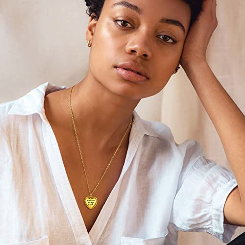 Bestyle Sterling Silver Heart Locket Necklace for Women, Dainty Cute Small Heart Locket Pendant in Gold/Rose Gold/Silver, Love Statement Jewelry Gift for Mother Wife - color: A1. Forever In My Heart-Gold-Locket Only, NO Custom