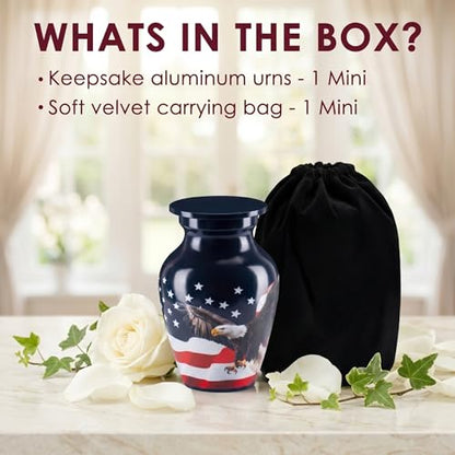 Emvency Urn for Ashes, Mini Metal, Keepsake Sharing Urns, American Flags - color: Flag