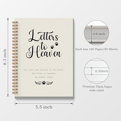 Letters to Heaven Notebook Journal 5.5x8.3, Memorial Sympathy Gifts for Loss of Pet, Remembrance Bereavement Gifts Spiral Hardcover Notebook, Grief Journal for Women, Cat Dog Loss Gift - color: Letters to Heaven