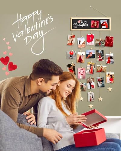 SF SOONEAT Picture Frames Collage Wall Decor Hanging Photo Display Multiple Family Tree Polaroid Celebration of Life Decorations with String, Blackboard, 30 Clips