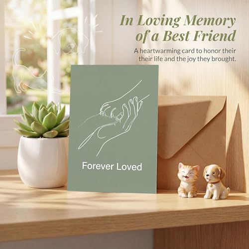 Pet Sympathy Card, Sage Green Paw In Hand Condolence - color: Sympathy Card 017