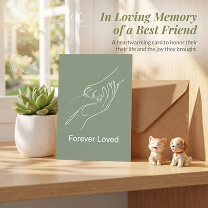 Pet Sympathy Card, Sage Green Paw In Hand Condolence - color: Sympathy Card 017