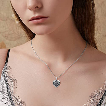 SOULMEET Cremation Jewelry for Ashes, Sterling Silver Urn Necklace for Ashes Women Men, Cherish Memories Cremation Jewelry to Keep Someone Near to You - color: B-Oxidation black Rose