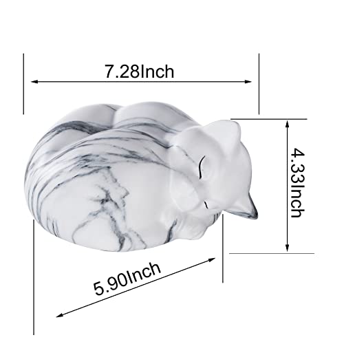 Pet Urns,Sleeping Resin Cremation Cat Urn, Cat Urns for Ashes, Small Animal Urn （White）… - color: White