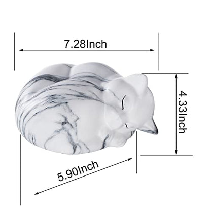 Pet Urns,Sleeping Resin Cremation Cat Urn, Cat Urns for Ashes, Small Animal Urn （White）… - color: White