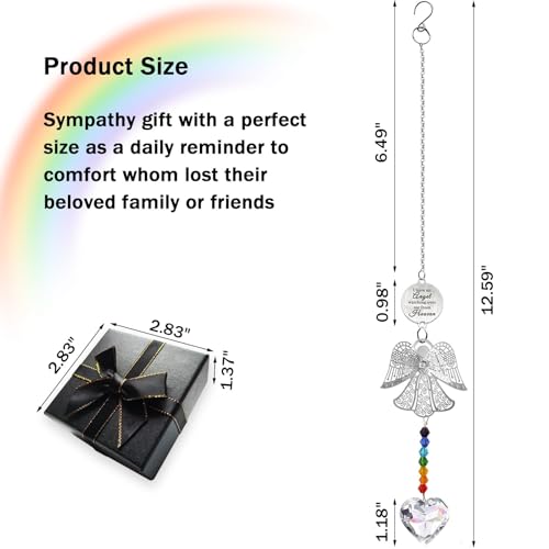 Sympathy Gifts for Loss of Loved One, Angel Bereavement Memorial Suncatcher for Loss of Mom, Dad, Husband, Grandparent Condolences Grief Remembrance Gift, Crystal Angel Memorial Ornament Rainbow Maker