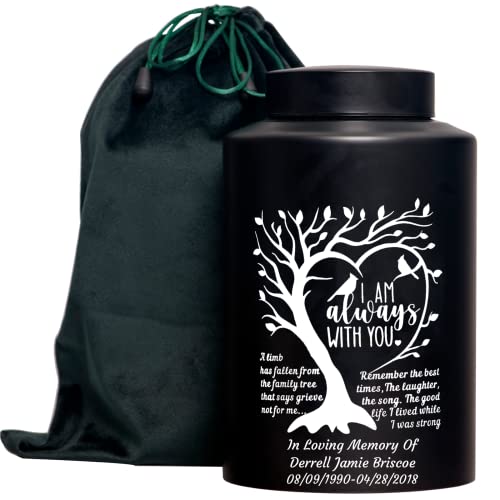 Custom Decorative Urn Personalized Cremation Urn for Human Ashes Large up to 220lbs Large Memory Decorative Funeral Burial Urn for Male Female Ashes (Custom Tree Black) - size: Custom Tree Black