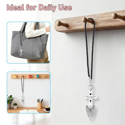 Heigebi Memorial Car Charm Sympathy Gift for Loss of Mother Father Daughter Son Sister Brother Car Rearview Mirror Hanging Accessories Memorial Ornament Remembrance Keepsake