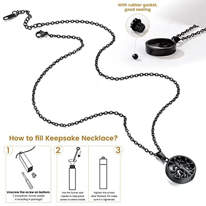 GOLDCHIC JEWELRY Urn Necklaces for Ashes, Stainless Steel Pet/Cross/Birthstone/Tree of Life Personalized Keepsake Memorial Jewelry for Women - color: Family Tree - Black Plated, style: Personalized Engraving
