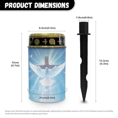 Poceacles Cross Outdoor Solar Lights - Waterproof Grave Stake Lights - Solar Powered Lantern - Blue Dove of Peace Cross - color: Dove of Peace Cross Blue