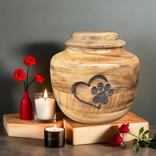 wooden Urn for Dog Wooden Pet urn Cremation Urn for pet Urns for Dogs Ashes Wooden Pet Urn Box Small wooden urn (Small (6"" Hx6 Diameter)(100Cu/In)), Natural - size: Small (6"Hx6"Diameter)(100Cu/In)