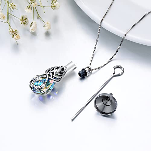 PELOVNY Urn Necklace for Ashes 925 Sterling Silver Butterfly Dragonfly Bee Phoenix Hummingbird Urn Necklaces Animal Crystal Cremation Jewelry for Ashes Cat Dog Pet Memorial Gifts - color: 15-Phoenix Urn A