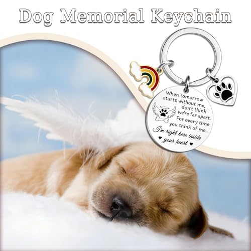 Rainbow Bridge Dog Memorial Gifts for Loss of Dog Keychain | Dog Passing Away Gifts Pet Memorial Gifts for Dog Puppy Sympathy Gift for Pet Lover Owner Friends