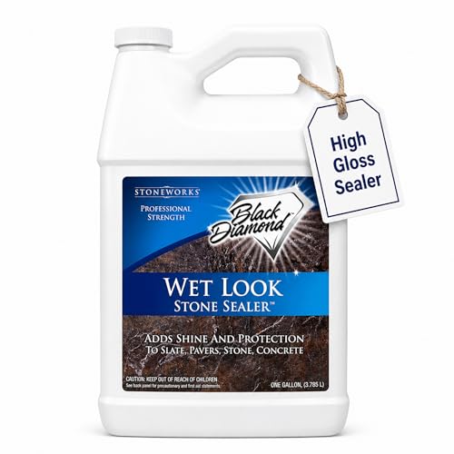 Wet Look Stone & Concrete Sealer, High Gloss for Pavers & Patios, 1 Gallon | Durable Long-Lasting Gloss Protection, Interior and Exterior, Pavers, Slate, Sandstone, Travertine, Flagstone - style: 1-Gallon