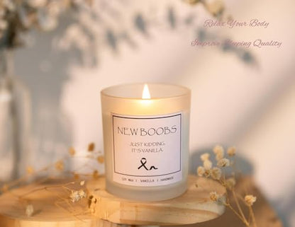 After Breast Surgery Gifts for Women, Breast Cancer Survivor Gifts, New Boobs Candle, Vanilla Scented Candle, Natural Soy Wax & Natural Essential Oils - color: New Boobs
