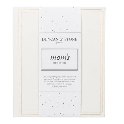 Duncan & Stone Mom Tell Me Your Story Journal, Linen Life Book, 85pg | Guided prompts & family tree for Mom to write her life story; a linen 85-page keepsake gift for mother from the kids - style: Your Story Mom