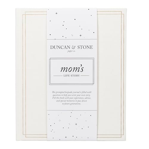 Duncan & Stone Mom Tell Me Your Story Journal, Linen Life Book, 85pg | Guided prompts & family tree for Mom to write her life story; a linen 85-page keepsake gift for mother from the kids - style: Your Story Mom
