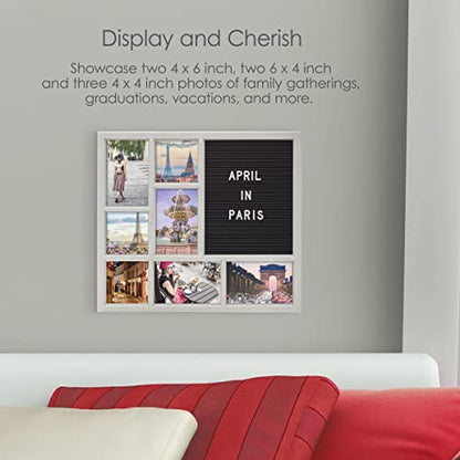 MELANNCO Customizable Letterboard 7-Opening Photo Collage, 15 x 17 inch, Distressed Grey - color: Distressed Gray, size: 15x17 - 7 Opening