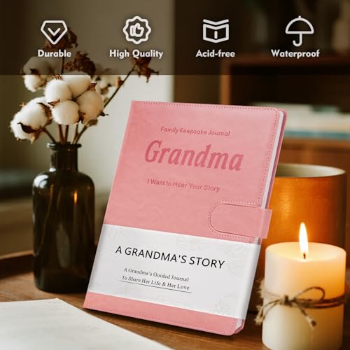Artmag Grandma's Life Story Journal with 250+ Prompt Questions, Family Keepsake Book Leather Cover for Grandma to Share Her Memories for Birthday Mother's Day Christmas (Pink) - style: Grandma's Life Story Journal （Pink）