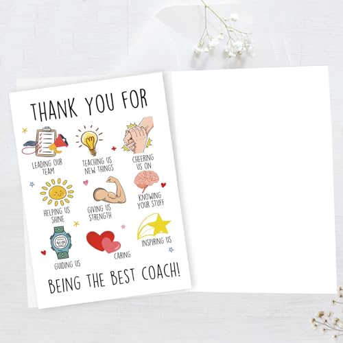 Thank You Coach Card, Basketball Football Sports Coach Appreciation Gifts, Best Coaches Gifts (Pack of 2) - color: CD-023, size: 8.0 x 5.3 inches (Pack of 2)