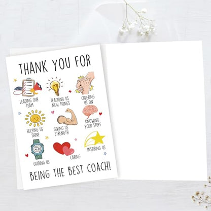 Thank You Coach Card, Basketball Football Sports Coach Appreciation Gifts, Best Coaches Gifts (Pack of 2) - color: CD-023, size: 8.0 x 5.3 inches (Pack of 2)