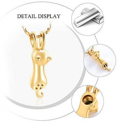 Imrsanl Pet Cremation Jewelry for Ashes Cat Urn Necklace - color: Gold
