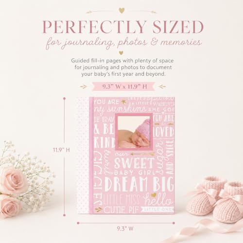 Lil' Peach Dream Big Baby Memory Book, First 5 Years, Monthly Milestone - style: Dream Big Pink