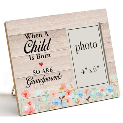 New Grandparents Gifts, First Time Grandparents Gifts Wood Photo Frame | Pregnancy Announcement Picture Frame (Photo 4X6 Inches) - color: Child
