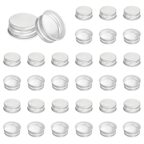 PATIKIL 31mm Metal Round Screw Lids, 36 Pcs Aluminum Mason Jar Lids Screw Top Caps for Lab Home Storage Jars Gallon Jugs Glass Snack Containers Liquid Storage, Silver Tone - size: 31mm