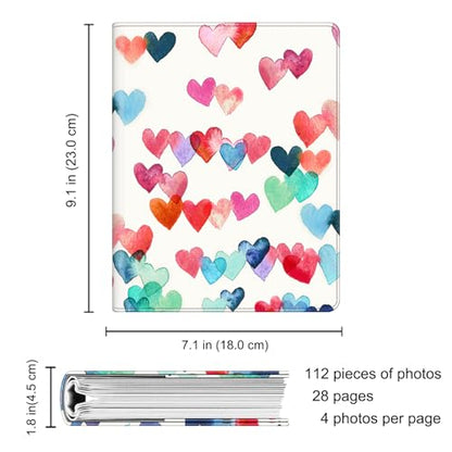 Fintie Photo Album 4x6 Photos - 112 Pockets Wallet Albums Memory Book | Vegan Leather Cover, 4X6 Picture Keepsakes, Family/Wedding/Travel Memory Book, Baby/Kids/Boys/Girls Gift, Raining Hearts - color: raining hearts