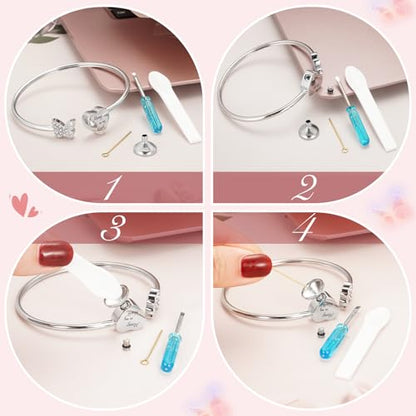 Abooxiu Cremation Jewelry Urn Bracelet for Ashes - Heart Ashes Keepsake Memorial Bangle for Women & Men - Always in my Heart - style: Butterfly-Heart