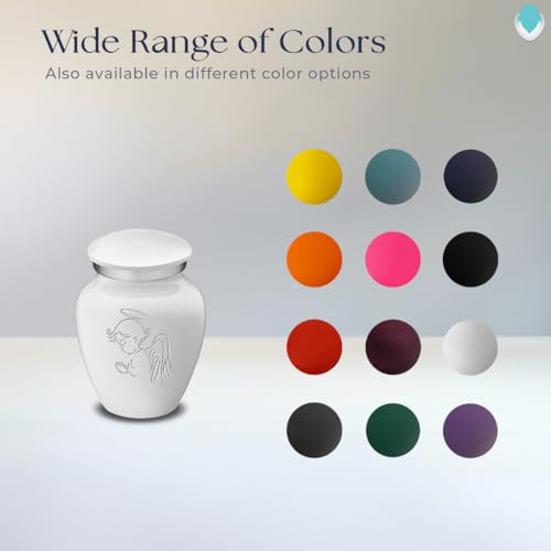 Geturns Embrace Keepsake Personalized Angel Cremation Urns for Human Ashes I White Funeral Urn for Men and Women with Double Side Engraving I 3.5 lbs - color: White