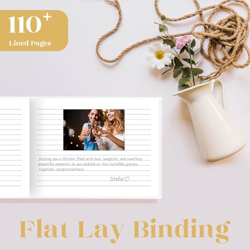 Elegant Wedding Guest Book - Perfect for Wedding Receptions, Baby Showers, Birthdays and Special Events - Polaroid Guest Book with 110 Lined Pages for Sign-in and Photos -Hardcover (White) - color: White