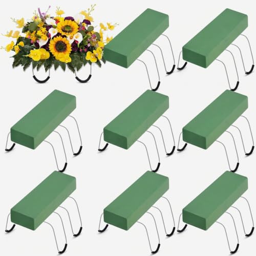 Patelai 9 Pack Headstone Flower Saddle 12 Inch Grave Saddles for Cemetery Headstones for Wire Rustproof Galvanized Tombstone with Floral Foam for Grave Headstone Cemetery Floral Decorations
