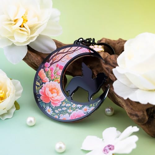 Dog Memorial Gifts for Loss of Dog Angel on Moon | Sympathy Gift Pet Memorial Gifts for Dog Bereavement Condolences Gift for Loss Dogs Bereavement Keychain