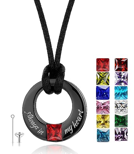 Urn Necklaces for Ashes "Always in My Heart" Ashes Necklace Cremation Jewelry Keepsake Holder Memorial Necklace - color: July