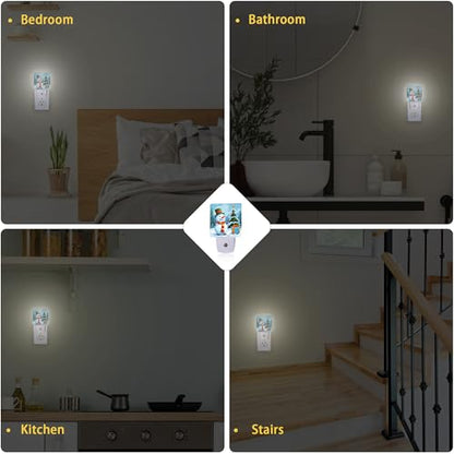Christmas Night Light, Snowman Night Lights Plug Into Wall with Dusk to Dawn Sensor Wall Lamp, Nightlights for Bedroom, Bathroom, Hallway, Kitchen, Gifts Ideal for Girls Women - color: Winter Snowman, Christmas