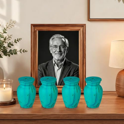 Small Keepsake Cremation Urns for Human Ashes, Memorial Urns, Turquoise - color: Turquoise Green