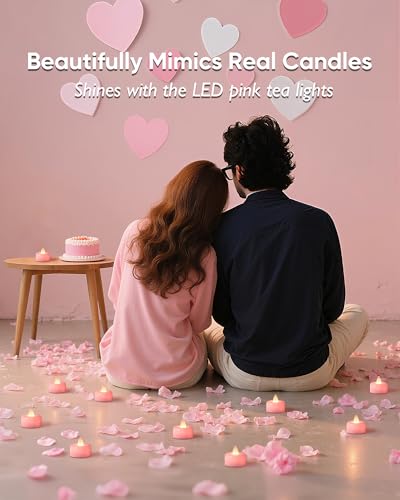 Amagic 12Pack Pink Flameless LED Tea Lights Candles Battery Operated - color: Pink, size: 12 Pack