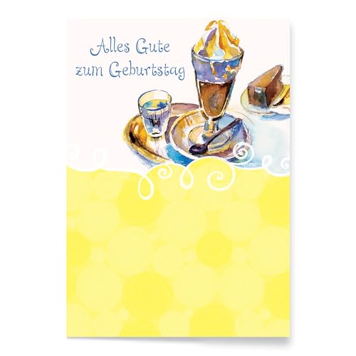 Designer Greetings German Language Happy Birthday Cards 6 Pack | Boxed Card Set, Matching Envelopes - style: 6 PK German Birthday - Eiskaffee