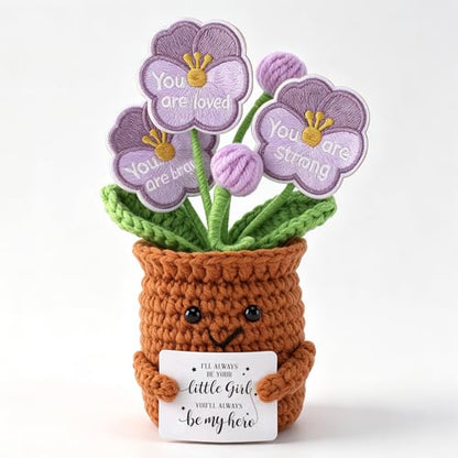 Fathers Day Dad Gifts from Daughter 2026-Mini Crochet Flower-Happy Birthday Gift for Daddy-I'll Always Be Your Little Girl,You'll Always Be My Hero - color: Father