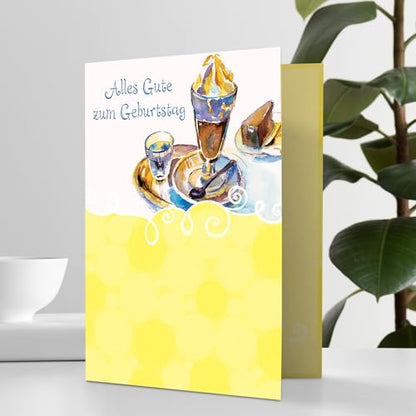 Designer Greetings German Language Happy Birthday Cards 6 Pack | Boxed Card Set, Matching Envelopes - style: 6 PK German Birthday - Eiskaffee