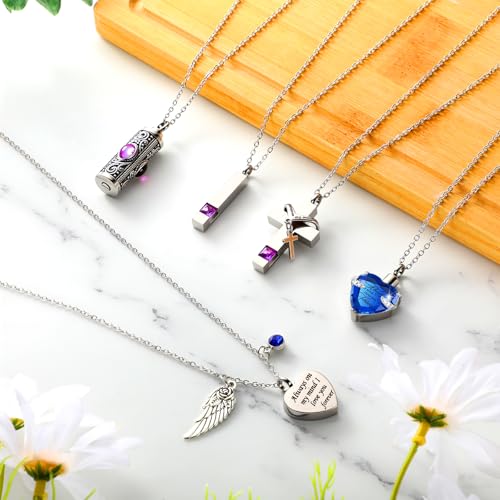 Jexine 10 Pcs Urn Necklace Cremation Jewelry for Men - color: Blue, Purple