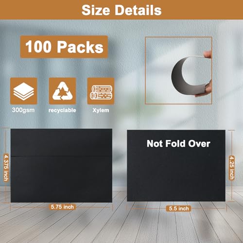 Silunkia 100 Packs Black Blank Cards and Envelopes 4.25 x 5.5 - color: Black, size: 4.25x5.5-100pcs